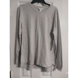 NWT Women's Liz Claiborne Gray Light Sweatshirt Top Blouse Size L Lt. Grey Hthr